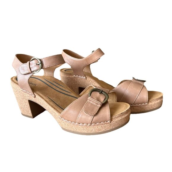 Aetrex Tory Open Toe Heels Camel Beige Womens US Size 10 - Picture 1 of 9